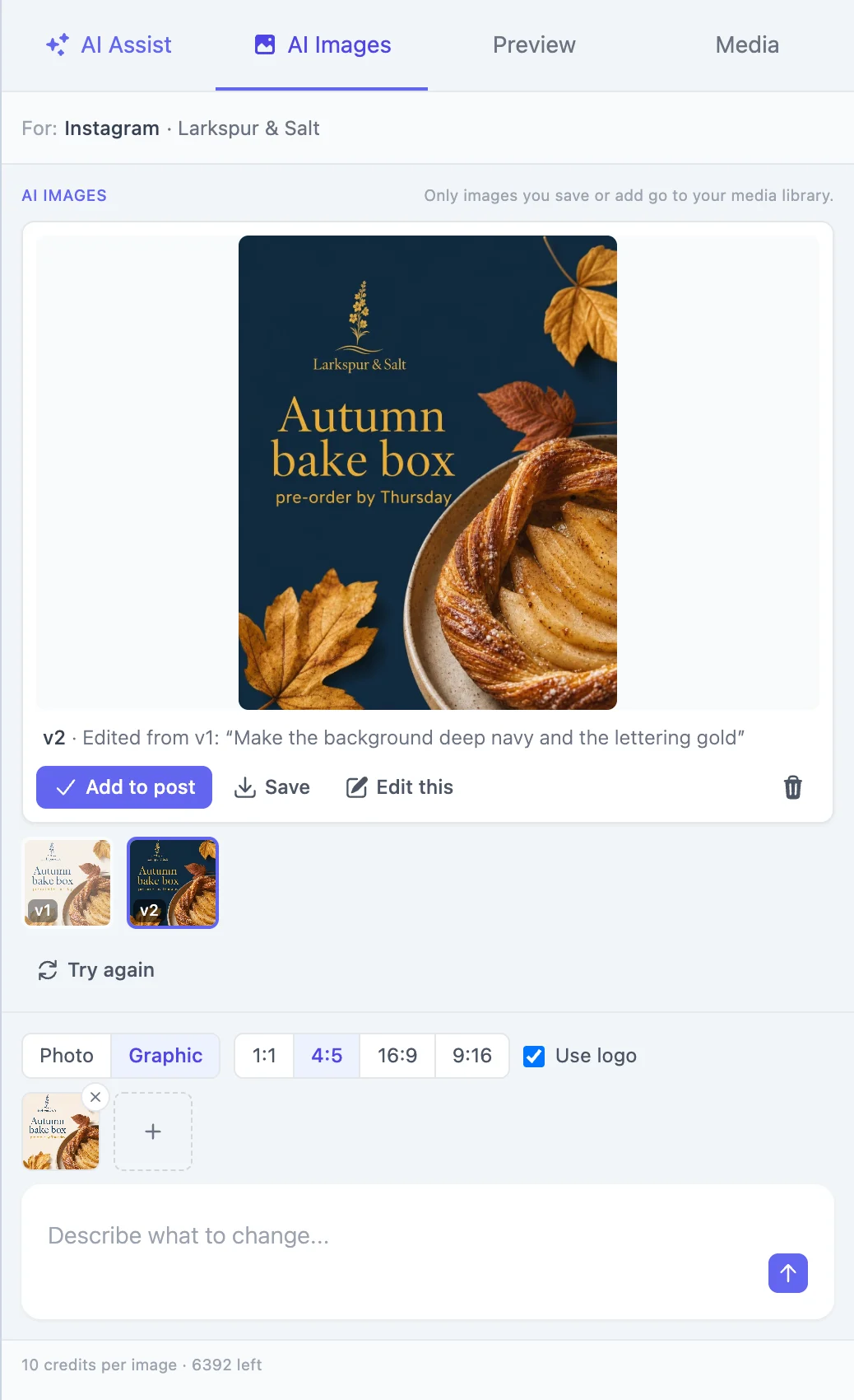 AI Images showing a second version of an autumn promotion graphic, with the first version beside it